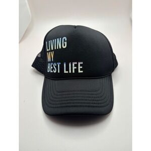 Dalix Living My Best Life Black Trucker Hat Mesh Snapback Cap H-057-Black